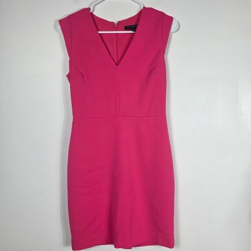 Banana Republic Sheath Dress NEW  Womens 6 Pink Career  V-Neck Sleeveless Zip